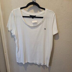 Lauren Ralph Lauren White Monogram Cotton Tee